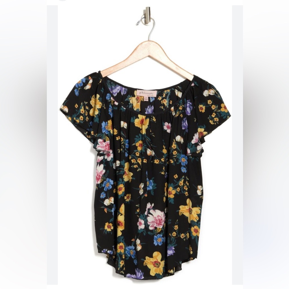 Philosophy Floral Villager Boho Flutter Sleeve Blouse